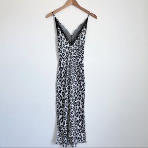 Victoria's Secret Cross Back Leopard Lace Midi Slip Small